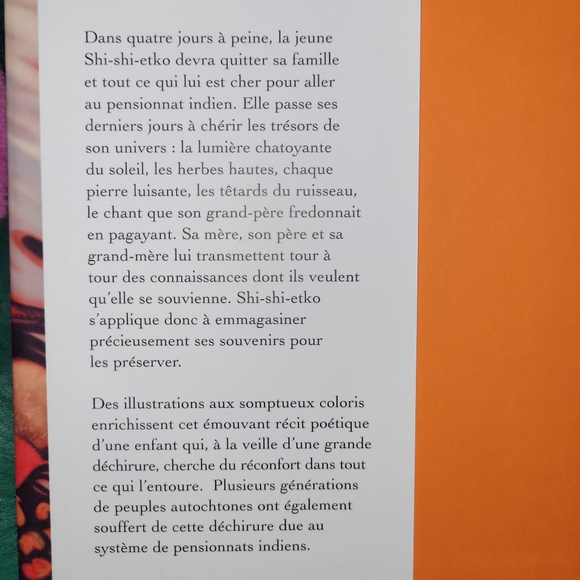 🍂 French Children's Hardcover Book Shi-shi-etko Indigenous Learning Storybook - Picture 3 of 5
